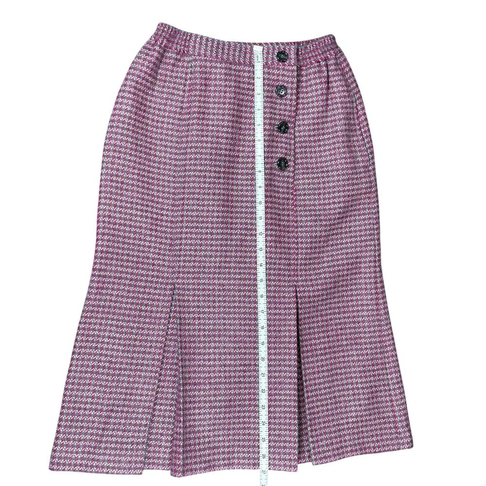 Christian Dior Vintage 1990s Tweed Skirt Burgundy Gray Size M - Picture 8 of 8
